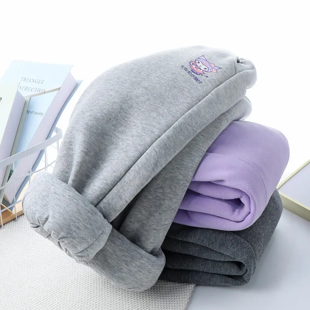 

Girl Sanrios Cotton Pants Kuromi Autumn Winter Kawaii Cartoon Child Clothing Embroidery Thicken Silk Cotton Sports Casual Pants