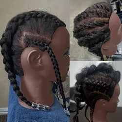16-Inch Black Mannequin Head with Synthetic Hair for Braiding Practice Mannequin Head with Stand for Hairstyling