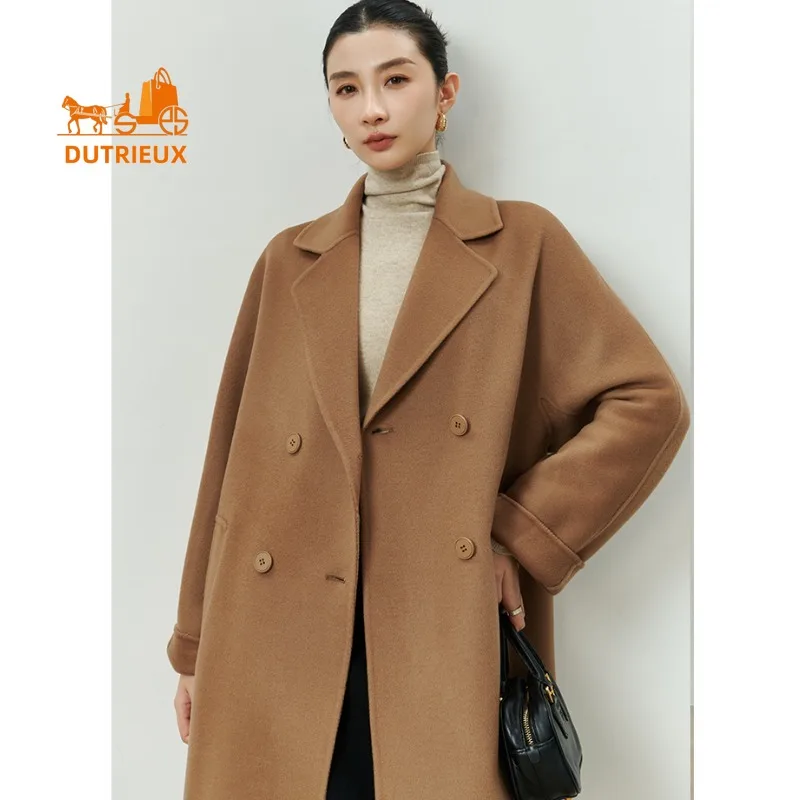 2024 Winter New Women\'s 100% Wool Cashmere Coat, Fashionable Luxury Classic Double-sided Wool Long Woolen Coat Jacket for Women