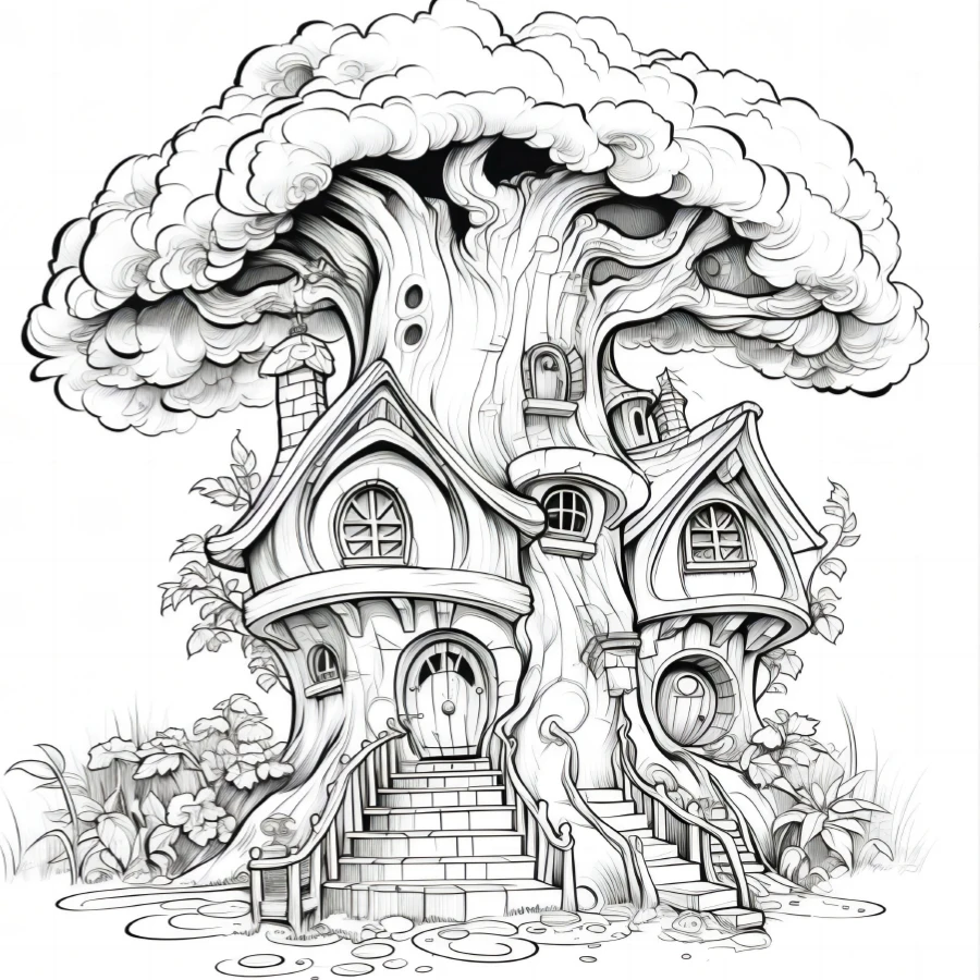 كتاب تلوين بيت شجرة الأحلام مكون من 20 صفحة هدية لحفلة عيد الميلاد وتخفيف التوتر وتقتل الوقت ورسم جرافيتي كتاب فني