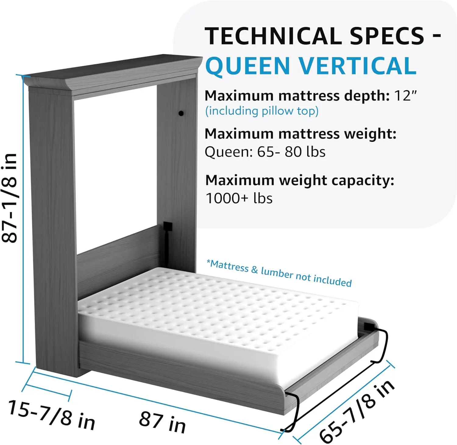Kit de cama Queen Size Deluxe Murphy, vertical