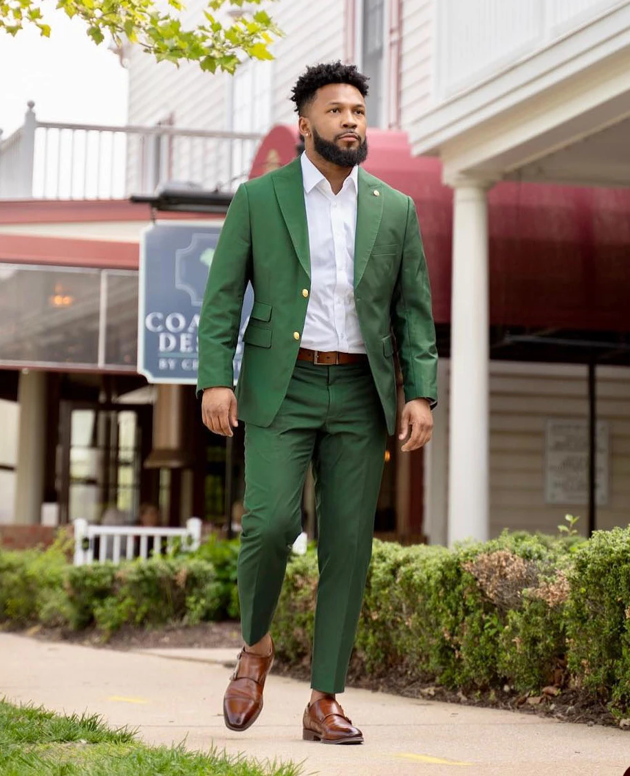 Trajes de boda de ocio para hombres, esmoquin de solapa con visera, ropa de novio, traje de negocios de fiesta, chaqueta y pantalones hechos a medida, 2 piezas