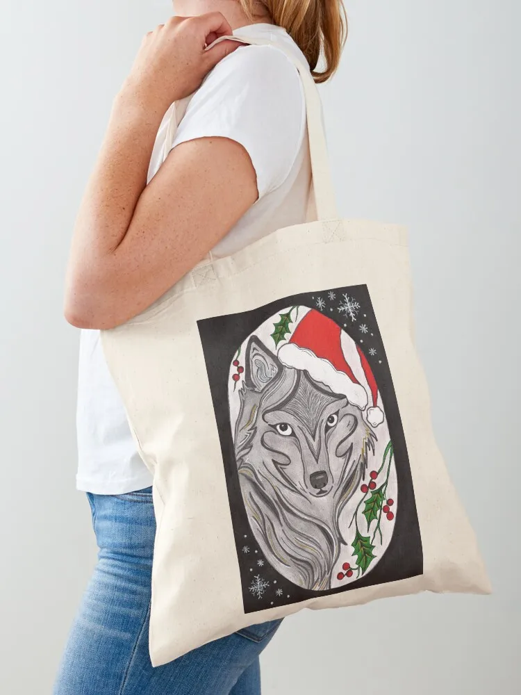

Holiday Wolf Tote Bag canvas tote bag shopper bag woman Women's shopping Shopper