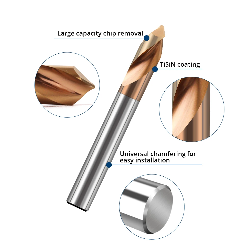 HRC55 Fixed Point Centering Drill 90° Angle Spot Drills Tungsten Carbide Steel Milling Machining Hole Drill Chamfer Tools