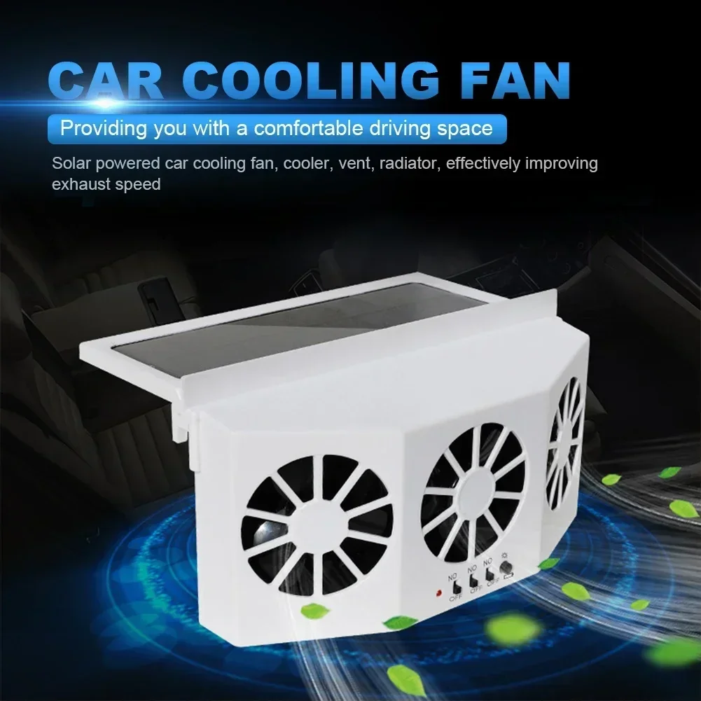 Solar Car Fan USB Rechargeable Exhaust Fan Air Circulation Cooling and Heat Dissipation High Wind Power 2/3 Head Ventilation Fan