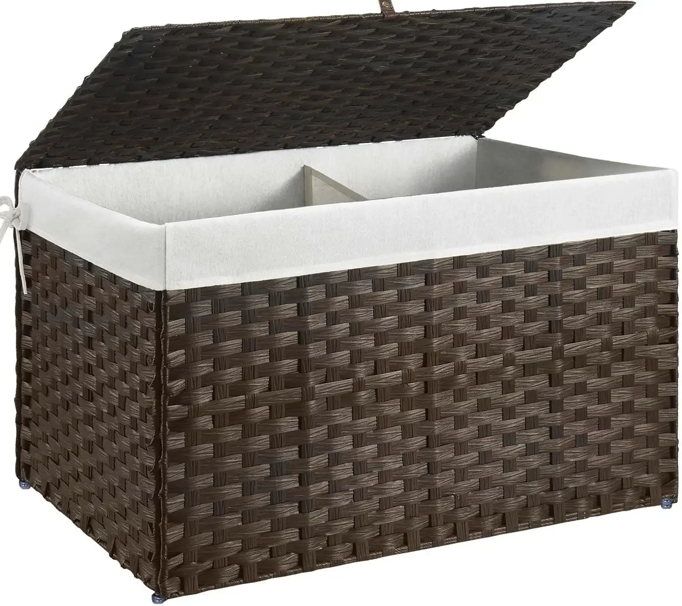 GreeStorage Basket with Lid, 160L Handwoven Large Shelf Basket with Cotton Liner and Metal Frame, Foldable & Easy to Inst