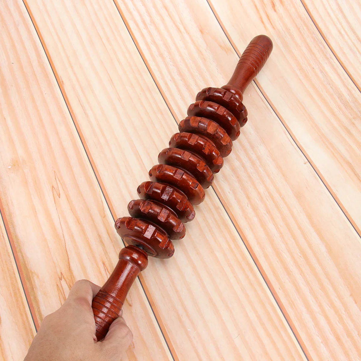 Wooden Roller Massager High-Density Dark Red Wood Full Neck Shoulder Yoga Relaxation Wheel Stick Massage Tool For