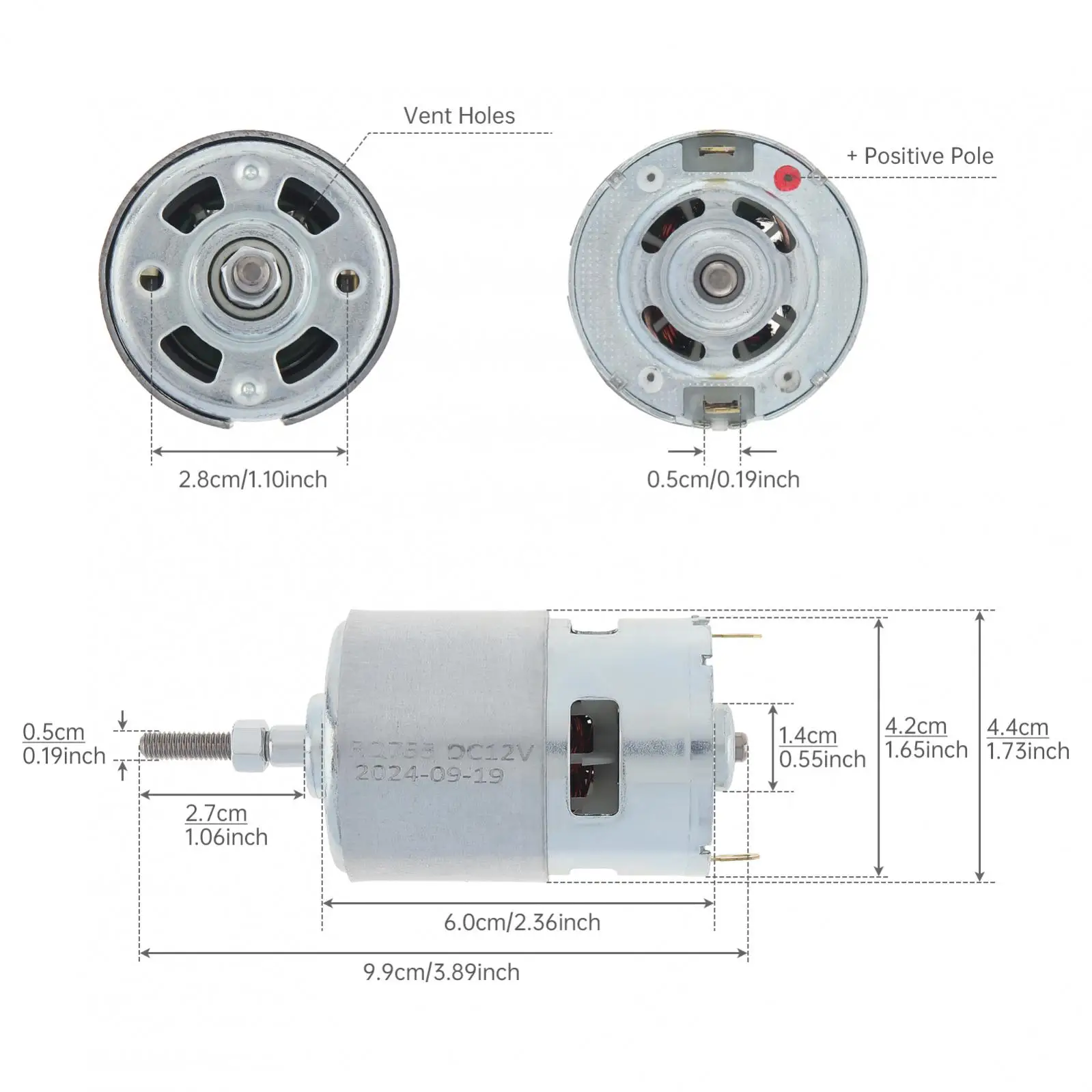 755 DC Motor 12V / 21V Grass Cutter Motor for Weed Trimmer /Cordless Weeder with Long Shaft, Lawn Mower Replaces Motor
