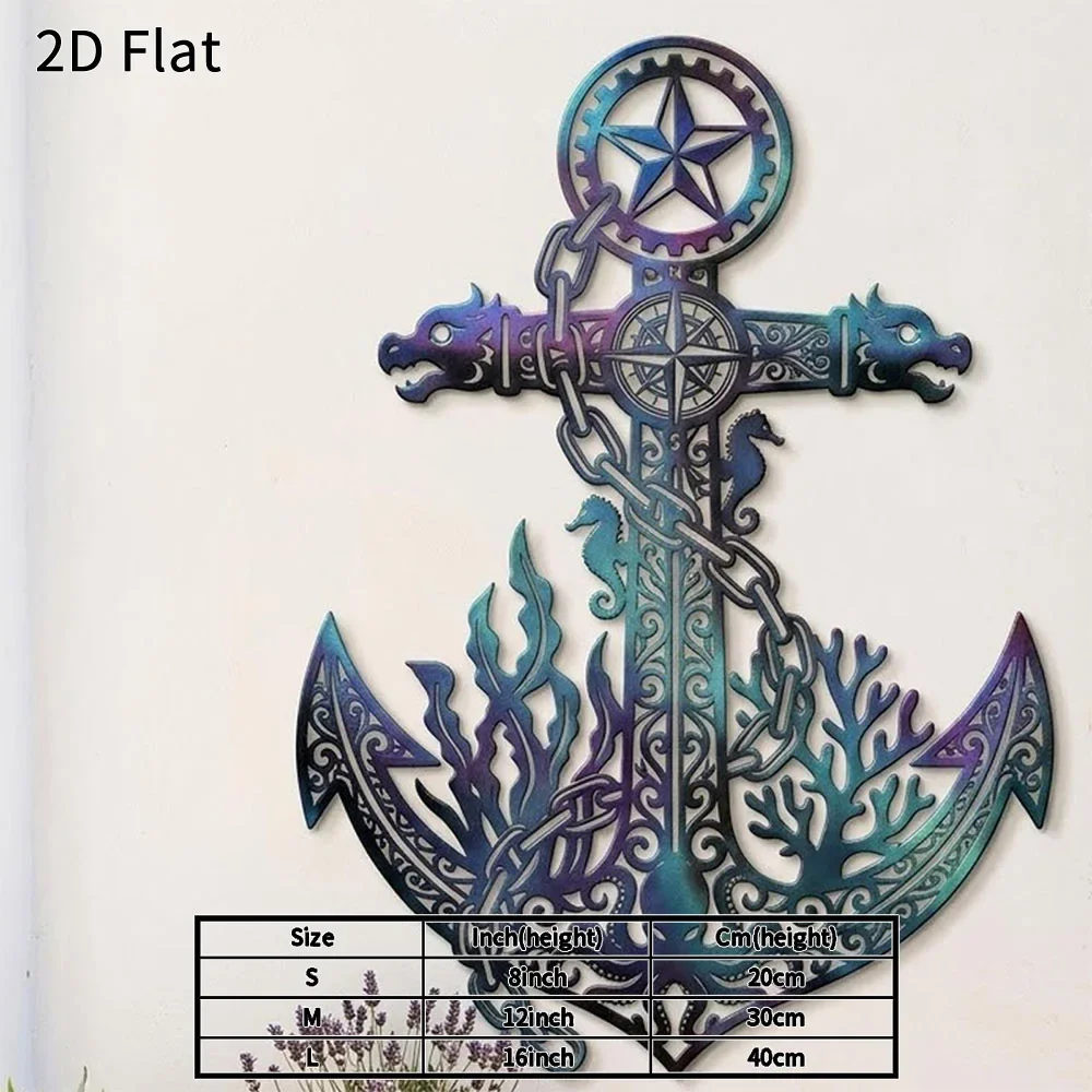 CIFBUY Nautical Anchor Metal Wall Art Iron Sculpture Rustproof Waterproof Indoor Outdoor Garden Patio Beach Home Decor Gift