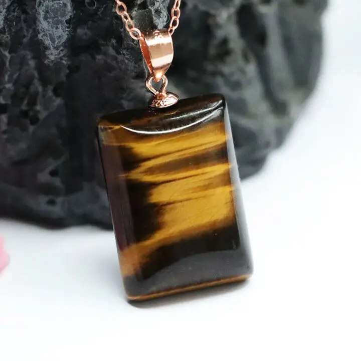 Yellow Tiger Eye No Matter Pendant Necklace Stone of Courage Jewelry