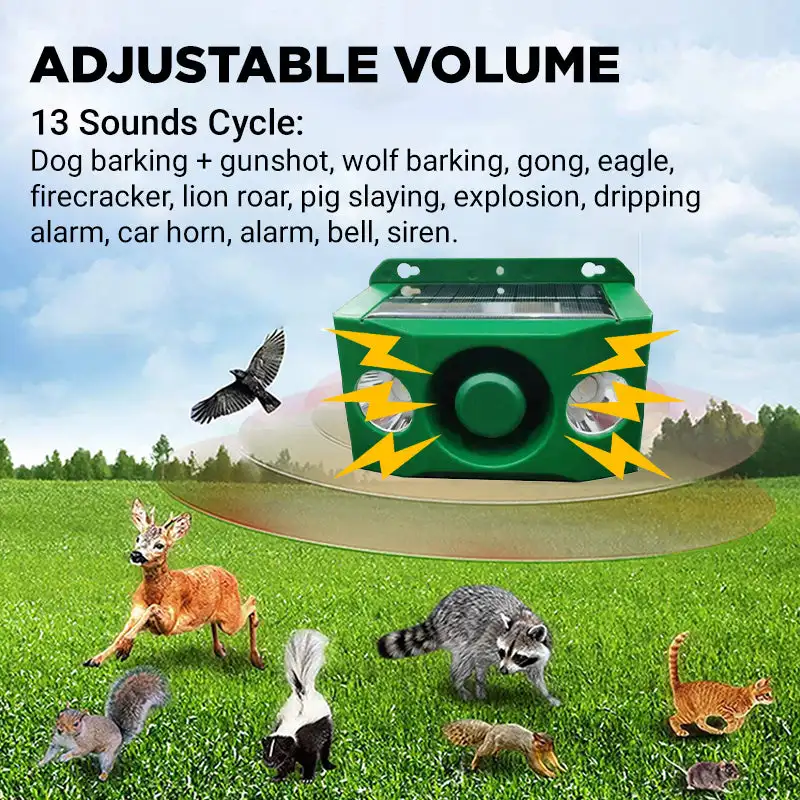 

Wild Boar Repellent Raccoon Weasel Skunks Repellent Beast Solar Warning Lights Loud Volume for Nighttime Animals Predator Lights