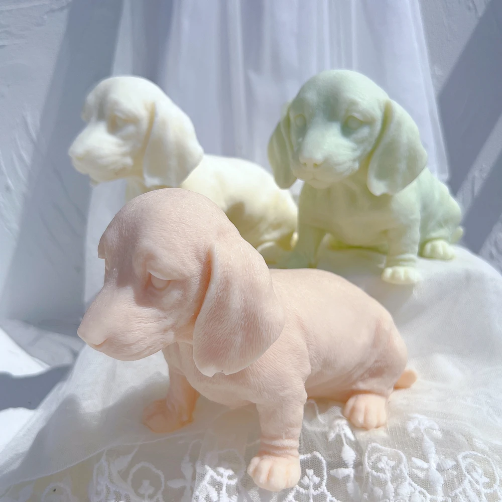 Imagem -04 - Molde de Silicone para Decoração 3d Animal Cachorro Cão Dachshund Cão Vela Moldes de Cera de Soja Presente para Amantes