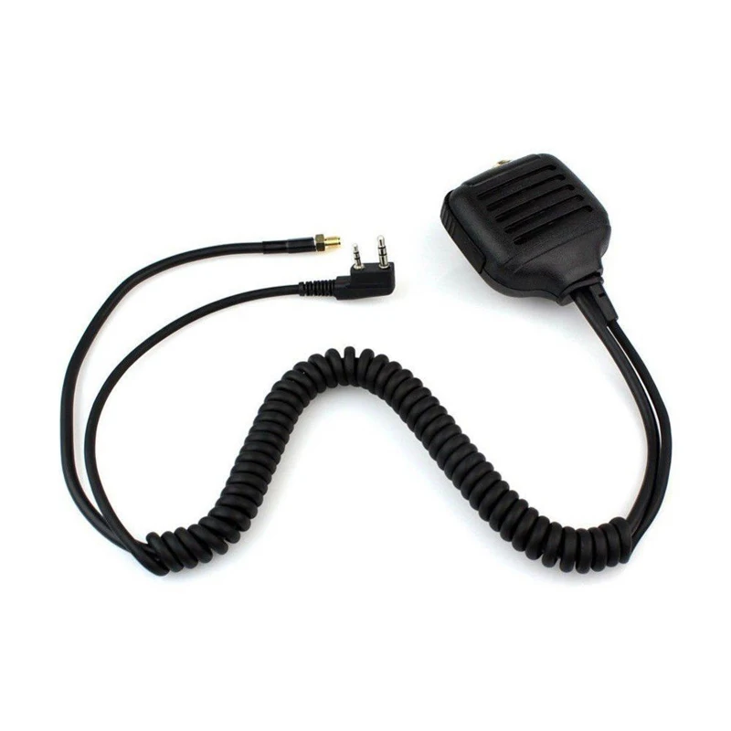 BaoFeng 2-Pin Radio Handheld Speaker Dual PTT Mic Microphone with Dual Band SMA-Female Antenna for TYT KENWOOD Series Scanner