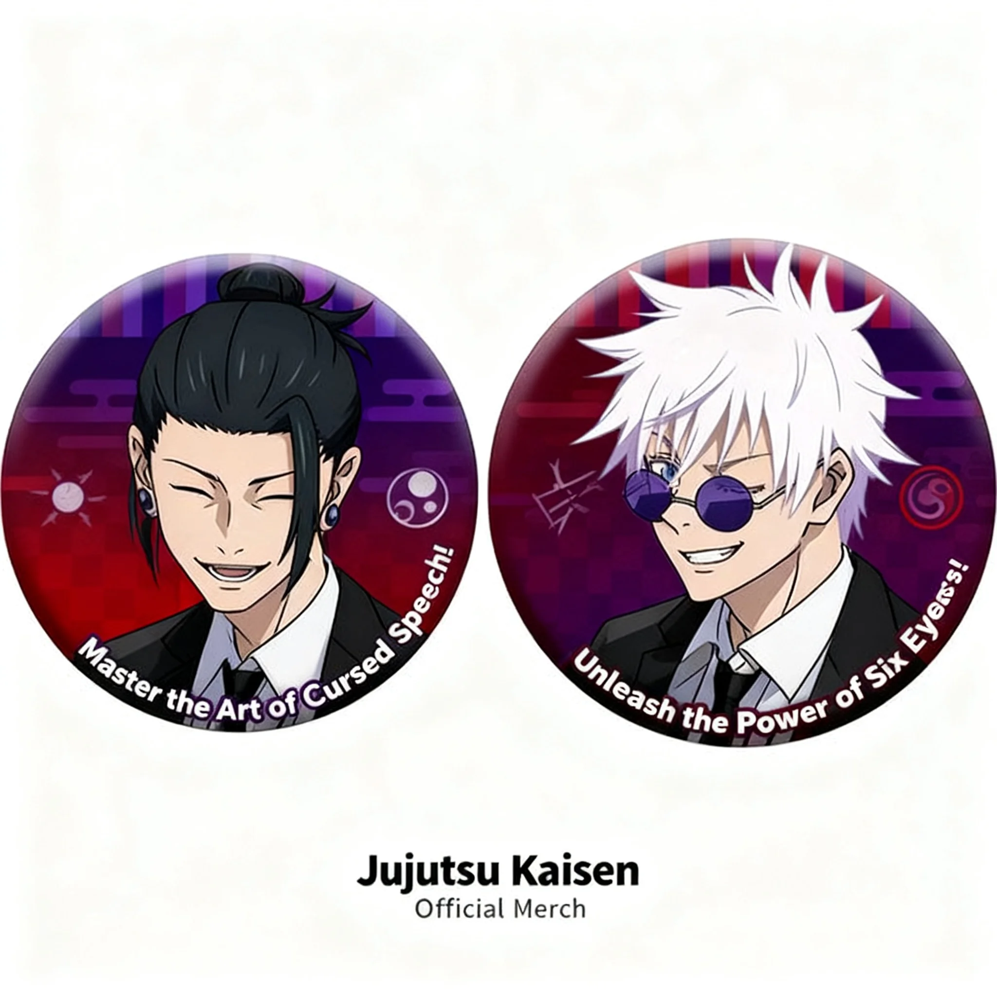 

Набор значков по аниме Jujutsu Kaisen: Годжо Сатору, Гето Сугуру. Металлические эмалевые значки-броши. Коллекция. Аксессуары для косплея. Подарок для фанатов.