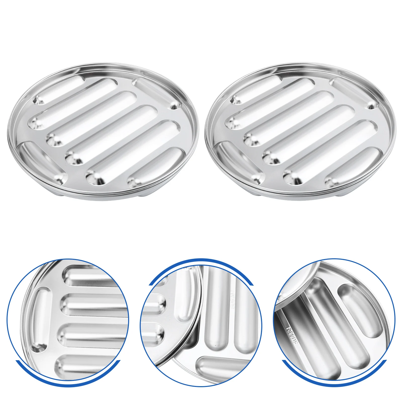 

2pcs Stainless Steel Sausage Mold 8-Cavity Hot Dog Mould Food Grade 304 Diy Baking Steaming Baby Sausage Maker Cooking Tool