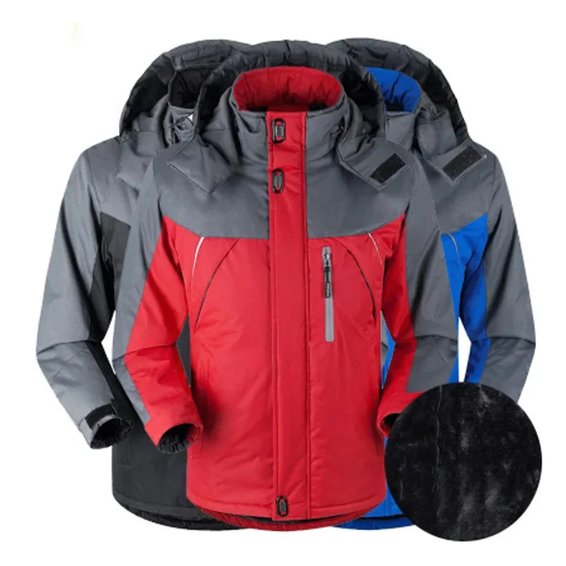 

Men's winter jacket, waterproof skiing snow coat, warm wool parka coat, with hood and multiple pockets