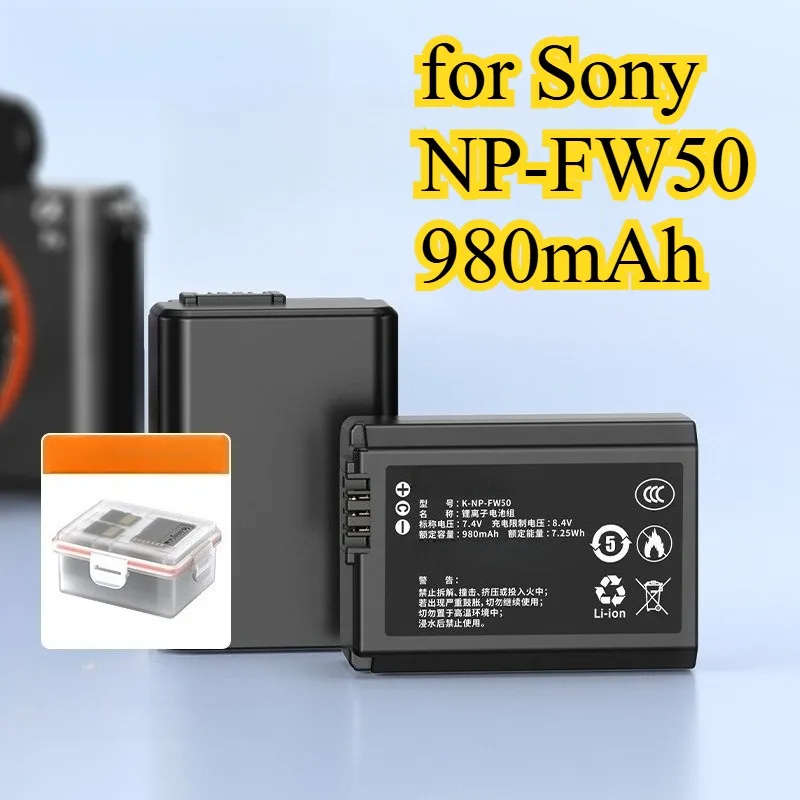 

980mAh Replacement Battery for Sony NP-FW50 Compatible with ZV-E10 A6500 A6400 A6300 A6100 A6000 A5100 A5000 Camera