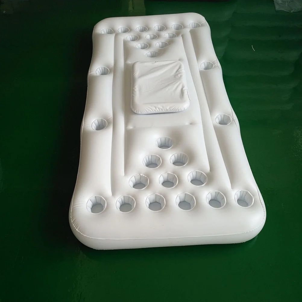 Hielera Flotante Inflable para Agua, Mesa con 28 Portavasos, Portátil, Impermeable, Plegable, para Fiestas en la Piscina, Playa, Enfriador de Bebidas