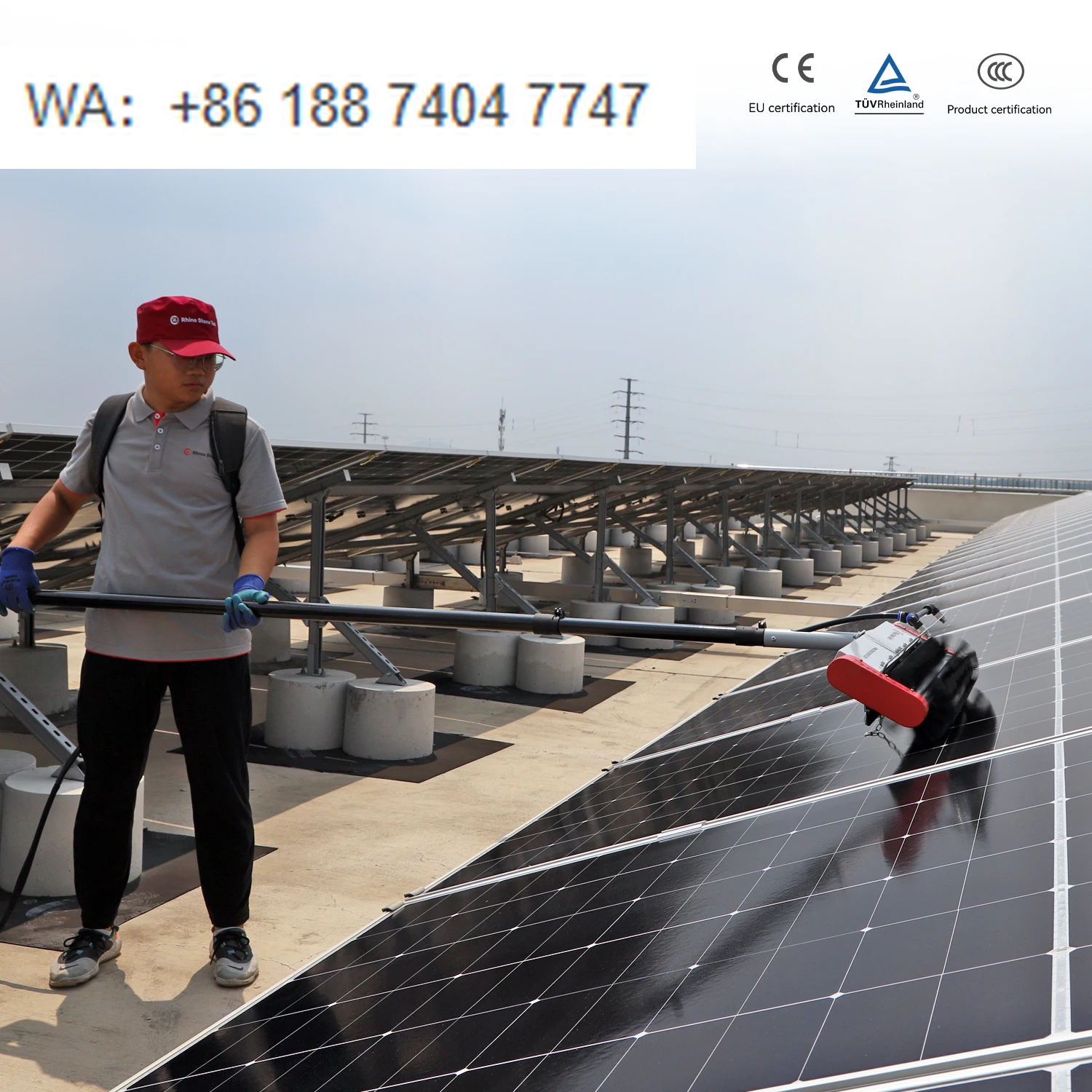 Automatic Rolling PV Solar Module Panel Cleaning Machine High-efficiency Solar Panel Cleaning Brush with Carbon Fiber Pole
