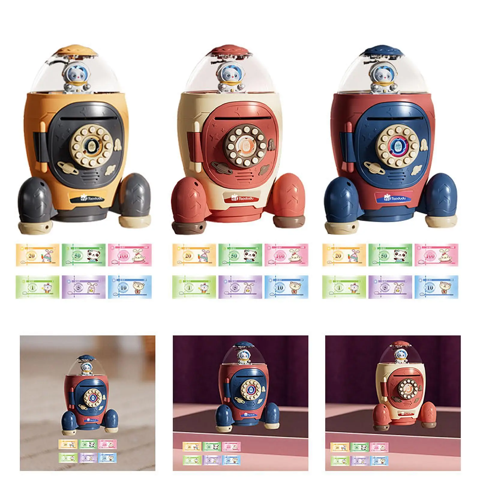 Rocket Piggy Bank Portable Electronic Money Bank for Gift Birthday Children