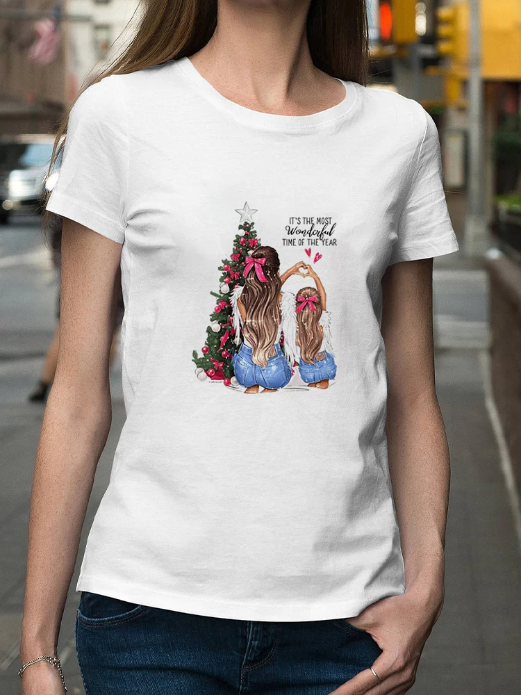 Frauen Mode Frohe Weihnachten PrintedWomen Tops Schneemann Druck Frauen Geschenk Neue Jahr Print Kurzarm Urlaub Frohe Weihnachten