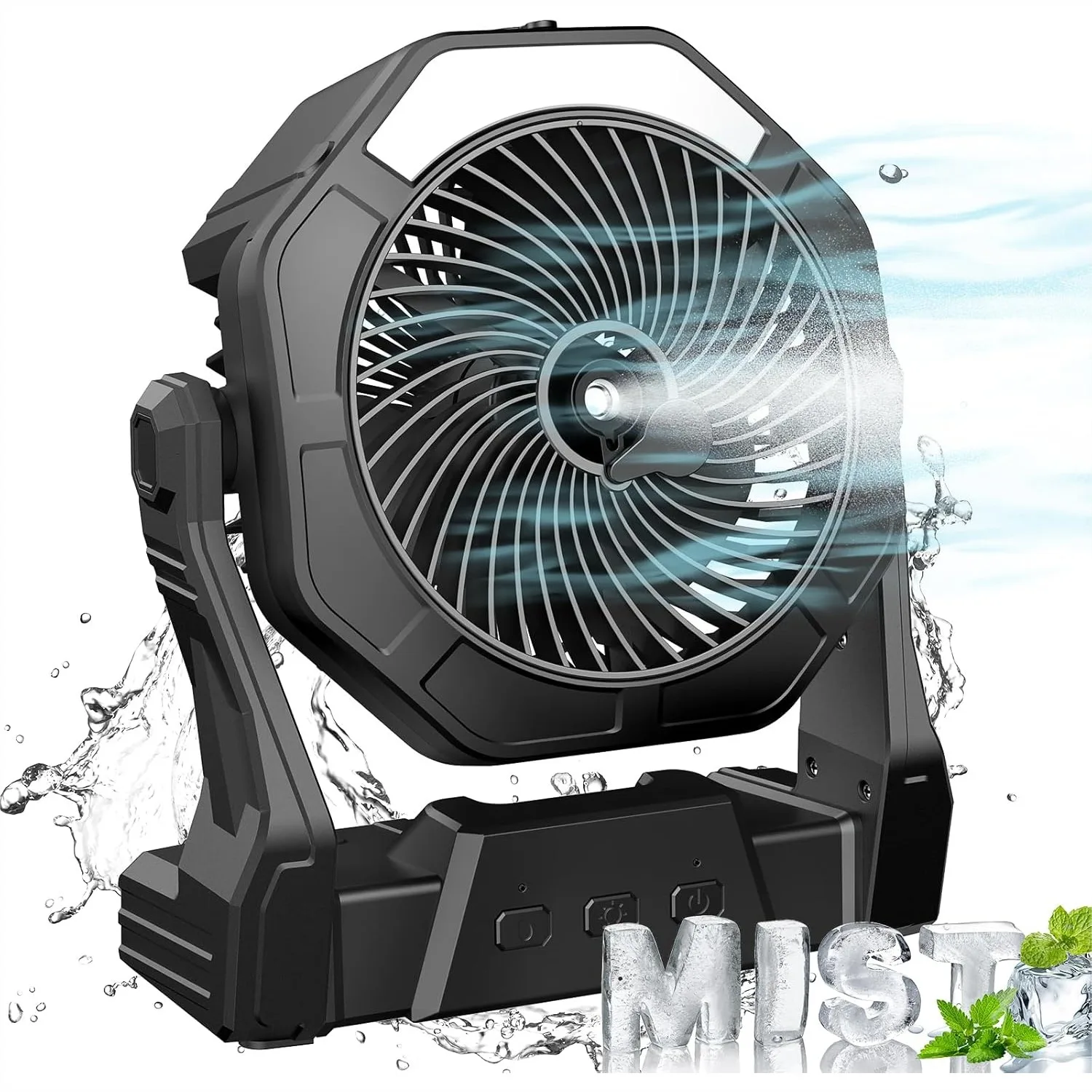 

8 Inch Portable Misting Fan With 250mL Water Tank And LED Lantern, USB Rechargeable Battery Powered Fan For Home Desk Bedroom Office Outdoor And Indoor Use