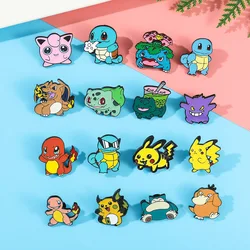 子供のためのpokemon漫画ブローチ、アニメアクションフィギュア、pikachu、Charizard、mew2つのエナメルジュエリー、かわいいピン、誕生日プレゼント、16個