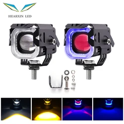 2pcs Motorcycle Ultra Bright LED Spotlight Crystal Angel Eye DRL Daytime Driving Running Light Red Blue for Motocross Dirt Bike