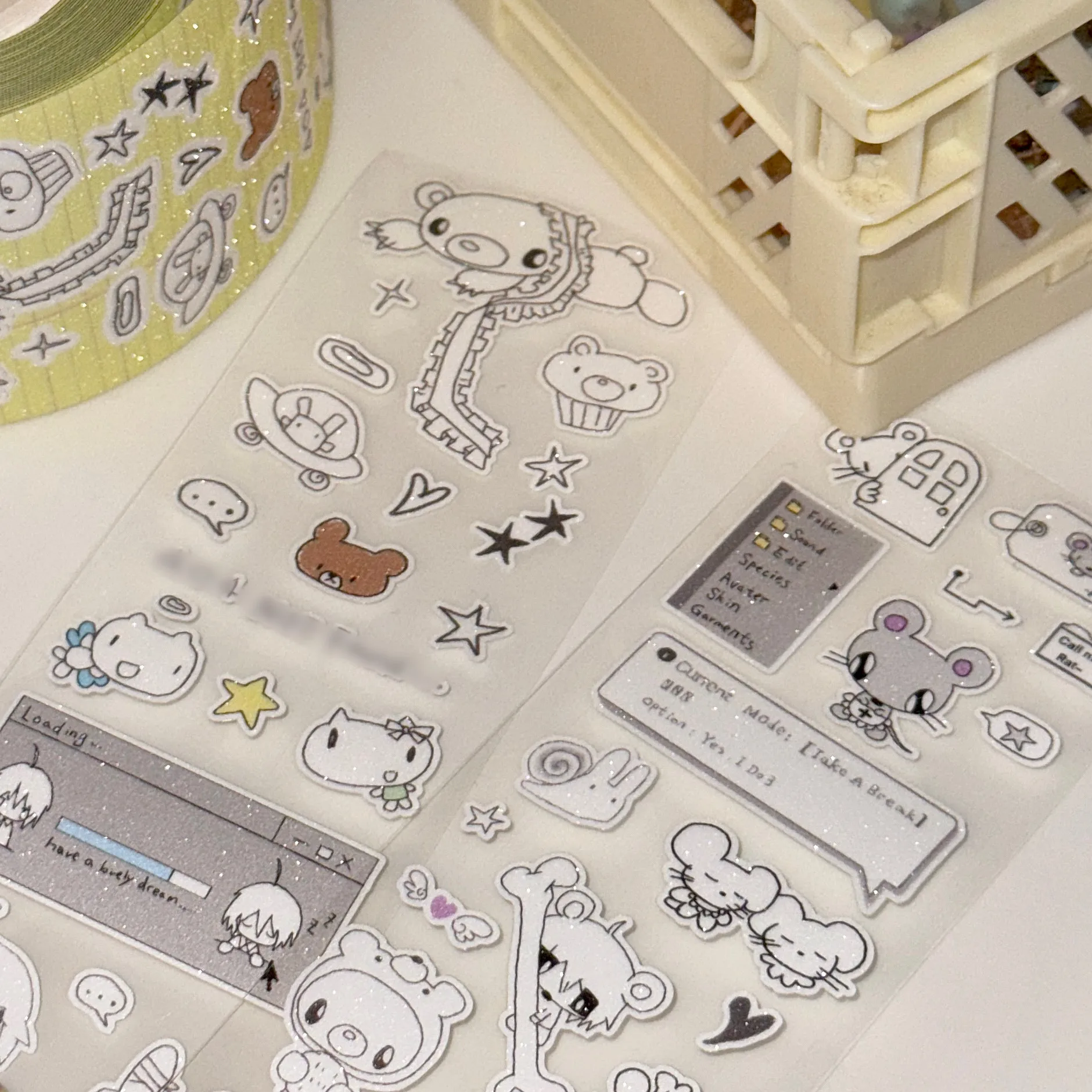 Cute Retro Y2K Hand-drawn Line Art Style Die cut Sticker DIY Goo Card Journal Scrapbooking Photo Card Phone Case Collage Supply