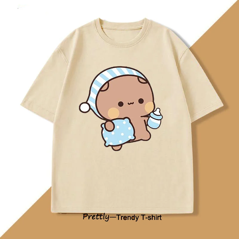 Couple Bubu Dudu T Shirt Funny Cute BuBu Panda Going To Sleep with DuDu Bear Graphic Tees Funny Cotton Men Women T-shirt Clothes