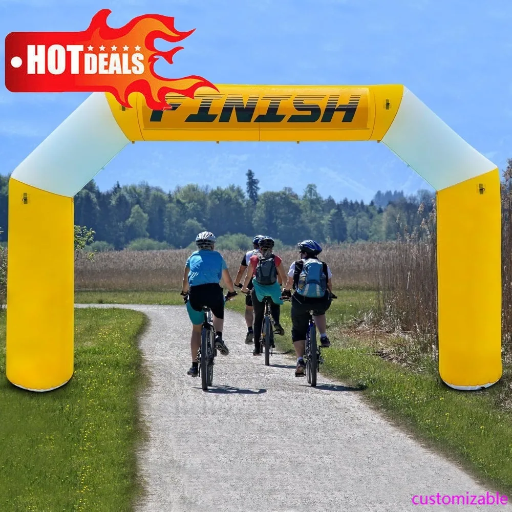 

Hot-Giant Inflatable Arch 20ftx13ft With 280W Blower, Yellow Inflatable Archway With Start Finish Race Banner For Marathons, Fun