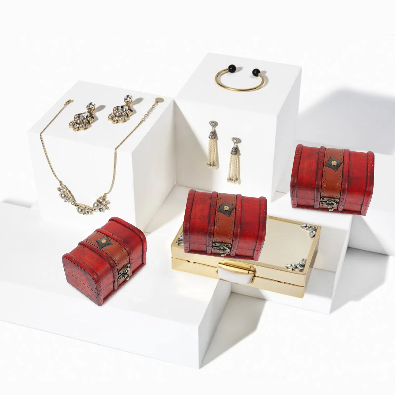 

Retro Jewelry Box Wooden Organizer Keepsake Storage for Necklaces Bracelets Earrings High Quality Design Retro Jewelry Box