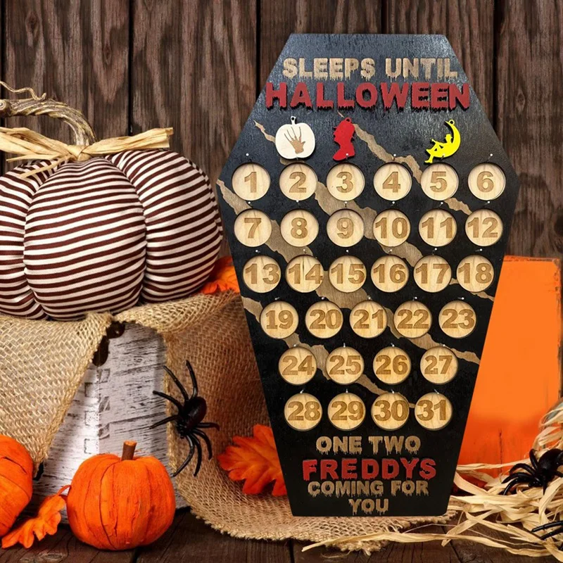 1 PCS Halloween Countdown Halloween Calendar Custom Halloween Decor Horror Decor Freddy Krueger Scary Coffin Sign