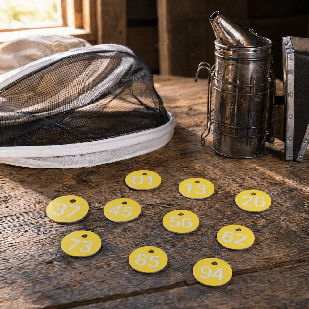 50Pcs ABS Beehive Tag With Hole Bright Colors Beekeeping Tag Portable Durable Numbered Sign Labels Disease Prevention Control