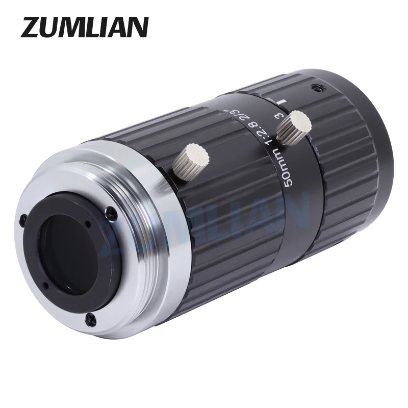 ZUMLIAN 2/3 Inch C-Mount Lens 50mm High Resolution FA 10MP Machine Vision no distortion F2.8 CCTV Manual Iris Industrial Cameras