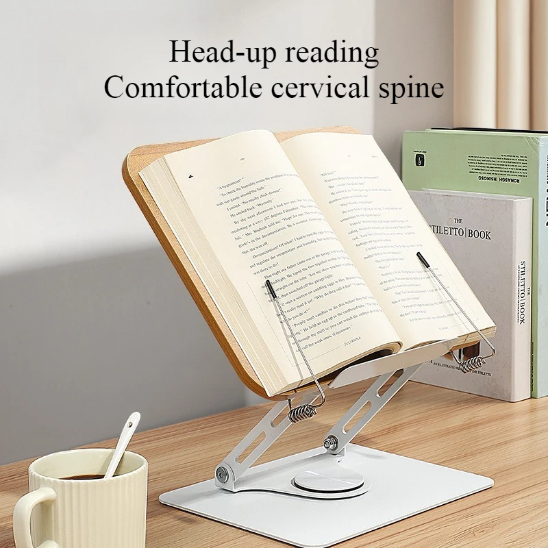 Swivel Wood Grain Reading Bookshelf Reading Stand Children's Desktop Learning Multifunctional Book Plank Stand
