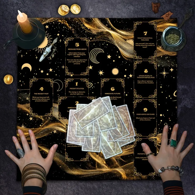 Tarot Tablecloths, Party Decoration Altarpiece Cloths, Celtic Cross Tarot Divination Cloths, Divination Witchcraft Star Ornament