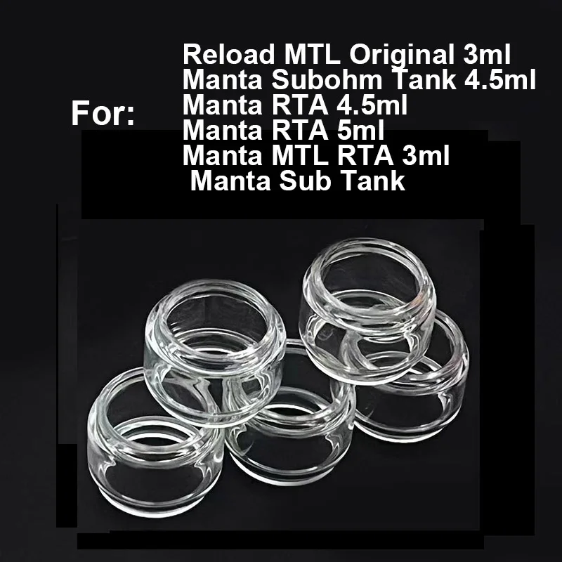 5PCS Bubble Fat Glass Tube For Reload MTL Original 3ml Manta RTA Manta MTL RTA Manta Subohm Tank Glass Container Tank