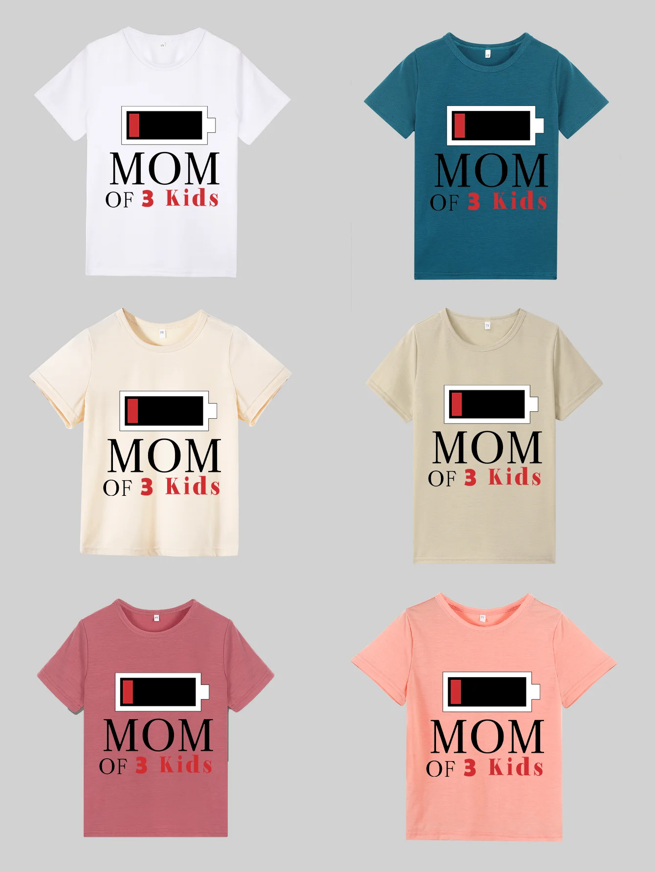 Harajuku T-Shirts Trendy Comfortable Mom of 3 Kids Print Clothing Boy Girl Top High Quality Onesie Soft Child T-Shirts Clothes