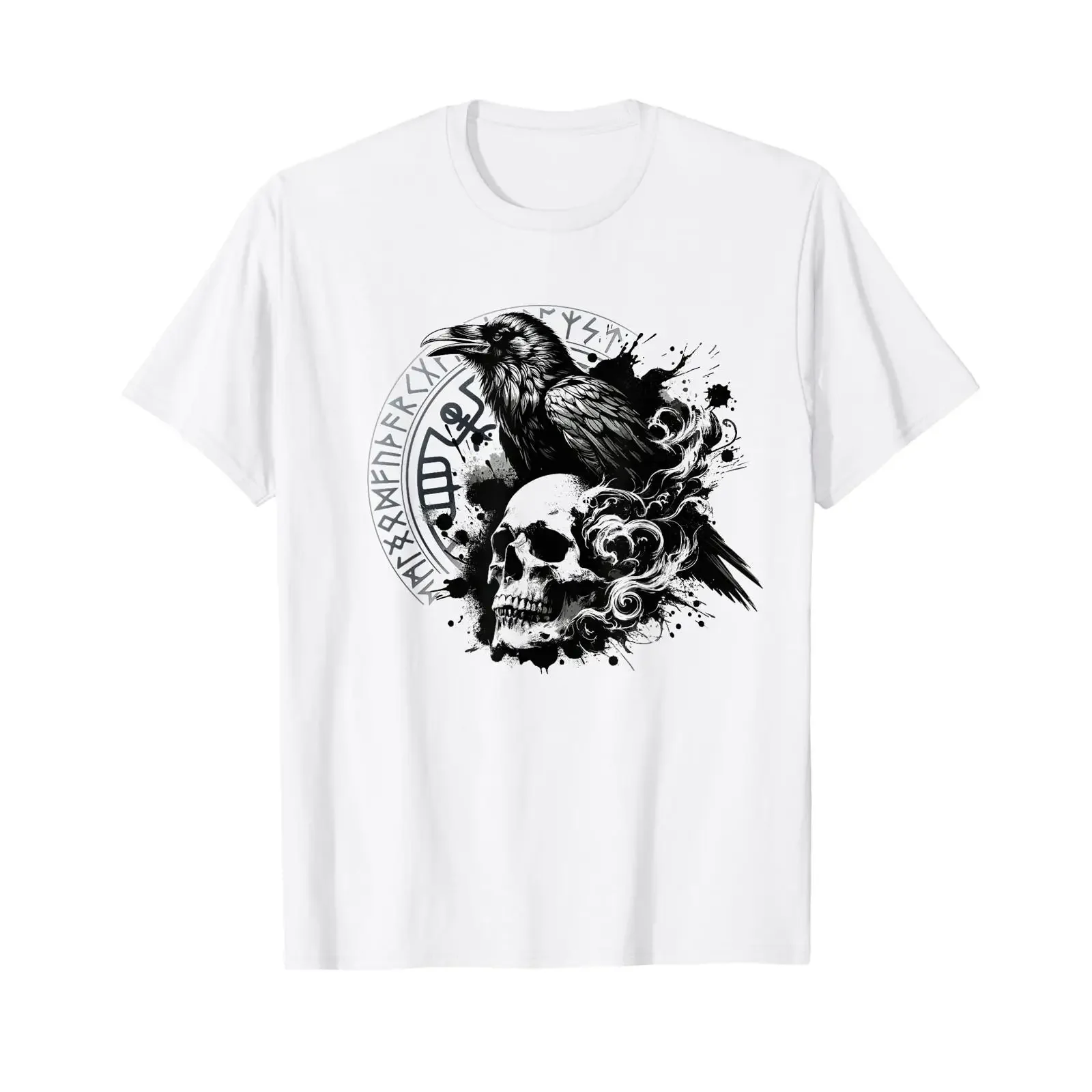 Walhalla Rabe Raben Odins Runen Nordischer Kompass Wikinger T Shirt vintage Washed streetwear Soft Comfortable Versatile