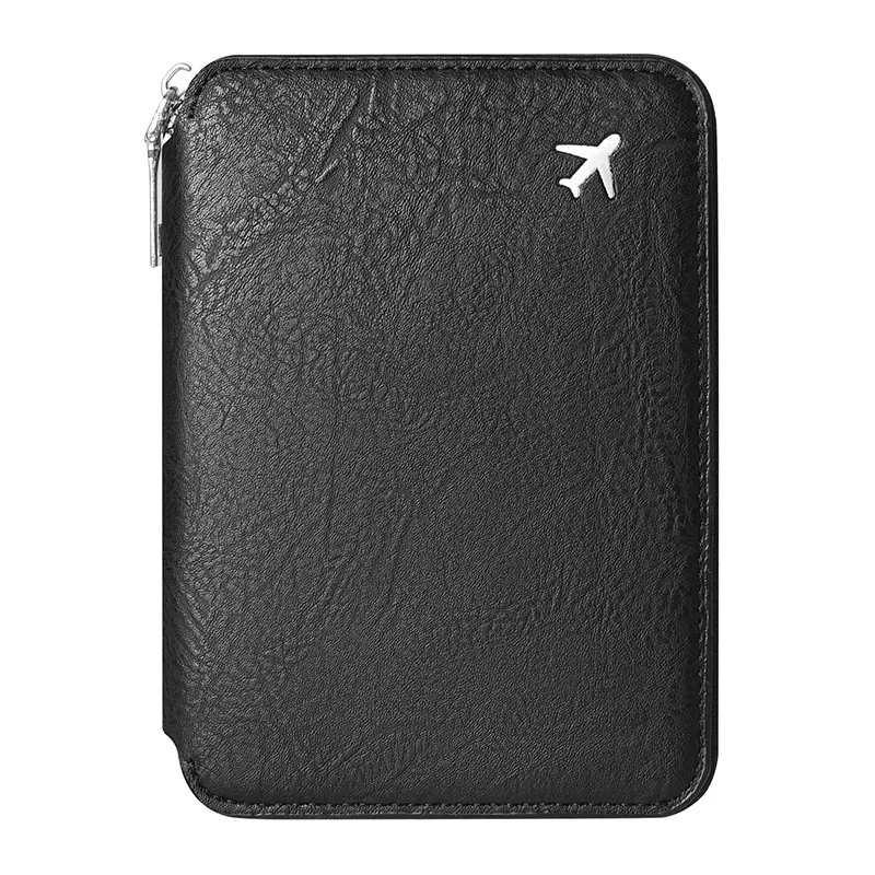 Bolsa para pasaporte con cremallera para documentos, bolsa para tarjetas de almacenamiento de billetes de vuelo de gran capacidad, clip para pasaporte de viaje a la moda