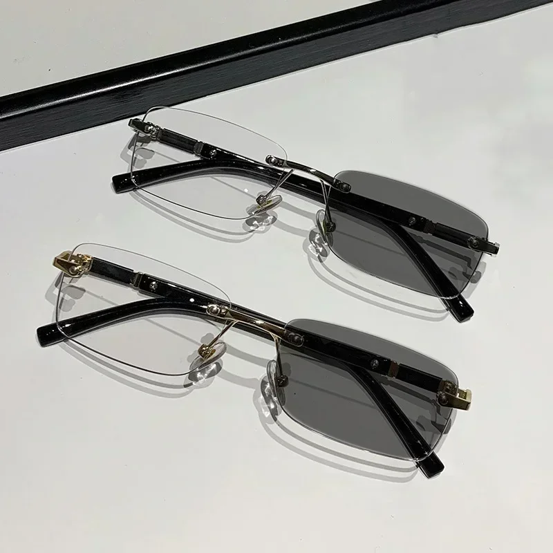Square Rimless Photochromic Myopia Glasses Men Women Business Anti-UV Nearsighted Eyewear Retro Eyeglasses 0-1.0-4.0 image 4