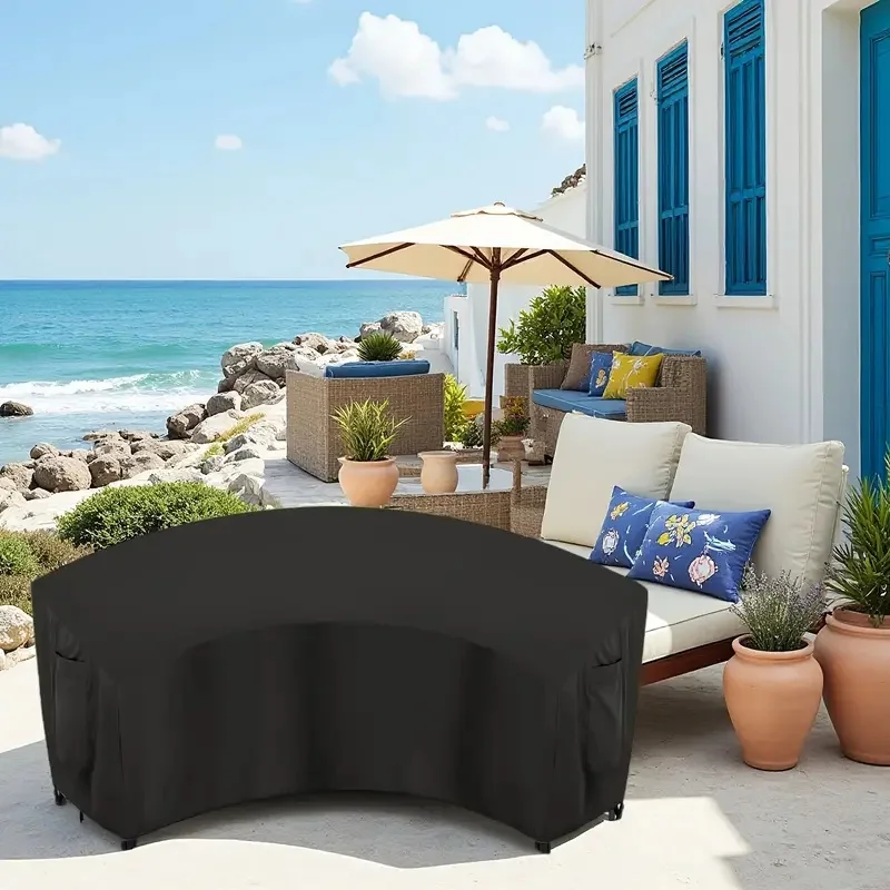 

VECOO Curved Outdoor Sectional Cover, Suitable for Deck, Lawn and Backyard Furniture, Patio Cover, Sleek Design,Patio Covering