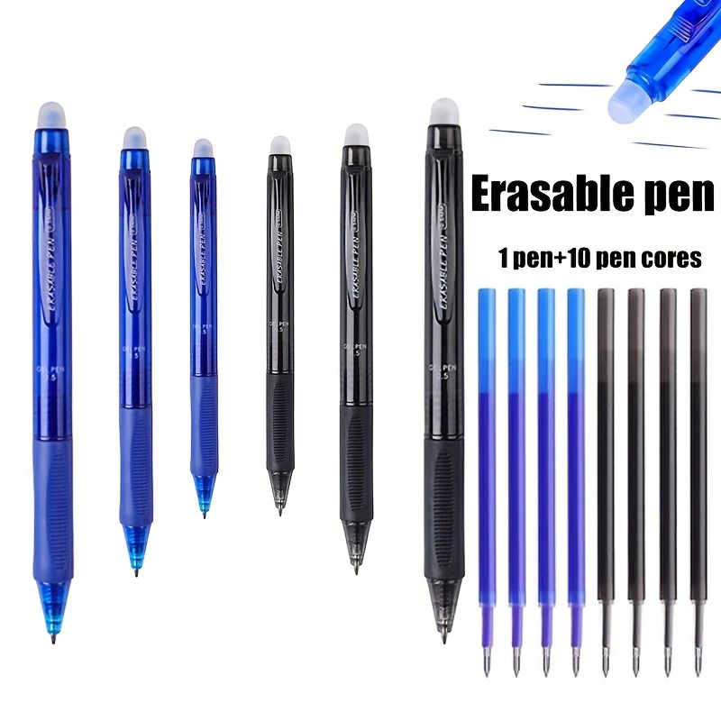 11-teiliges Set 0,5 mm Professionelles, radierbares Gelstift-Set mit großer Kapazität, jeder Stift hat seinen eigenen Gummikappen und 10 Stiftminen. – Detail 2