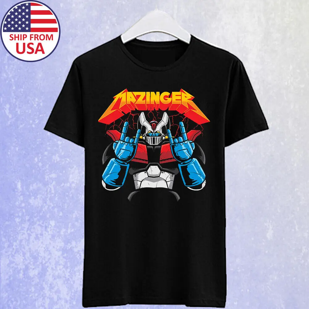 Mazinger-Z Shin Robot Anime Men's Black T-shirt Size S-5XL