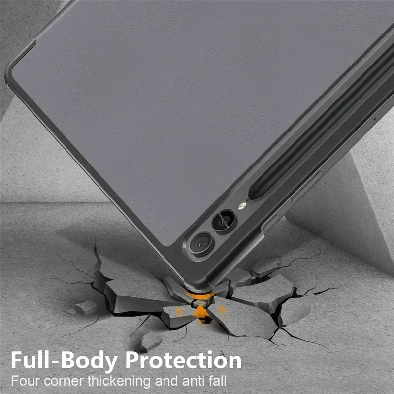 Dla Samsung Tab S9 Fe Plus Etui 12,4" Trifold Magnetic Leather Stand Hard Smart Cover Dla Coque Galaxy Tab S9 FE S9 Plus Etui