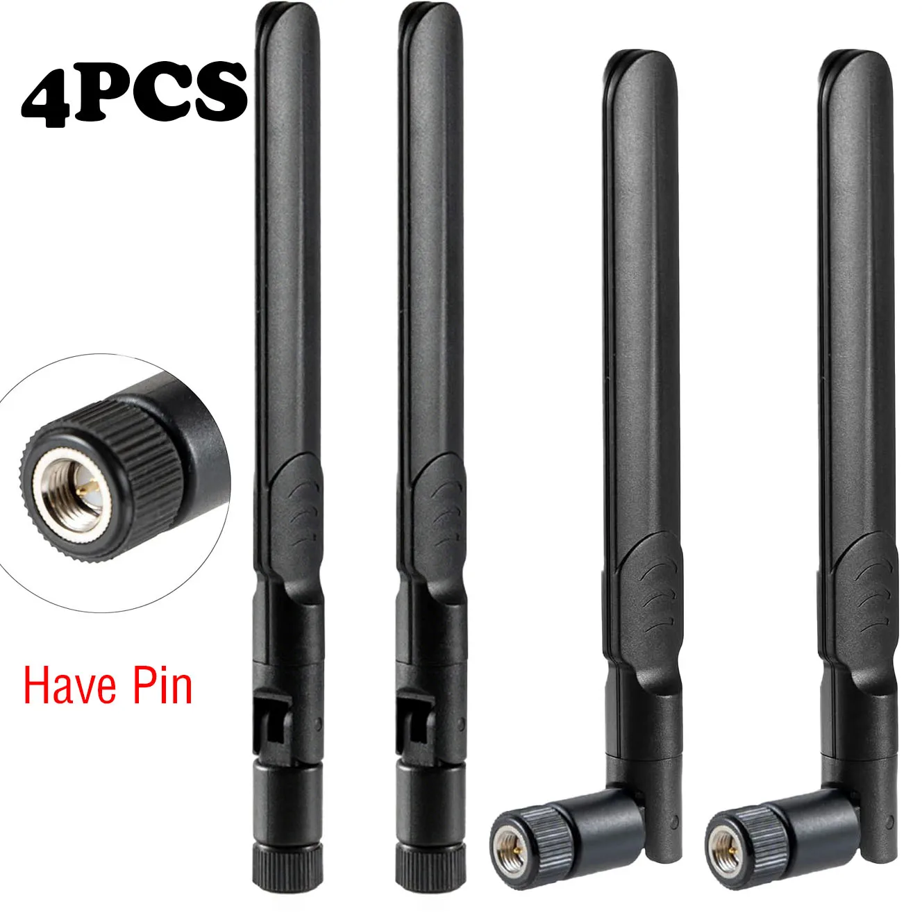 4 antenas de RP-SMA y SMA de doble banda de 8dBi (2,4 GHz/5,8 GHz) para dispositivos de red inalámbrica para tarjeta enrutadora WiFi de red inalámbrica