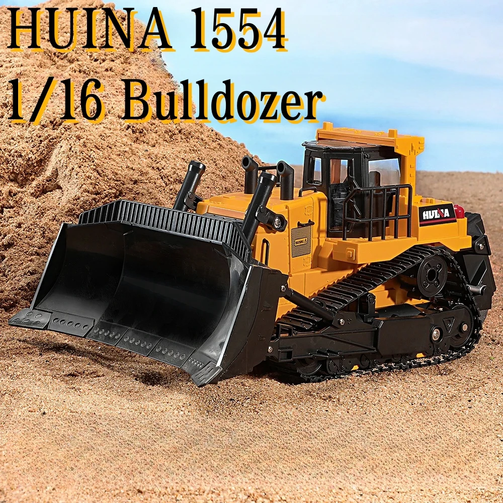 

HUINA 1554 1:16 2.4G Remote Control Bulldozer Strong Power Simulation Modeling Lighting Sound Effect Kid Adult Engineering Toy