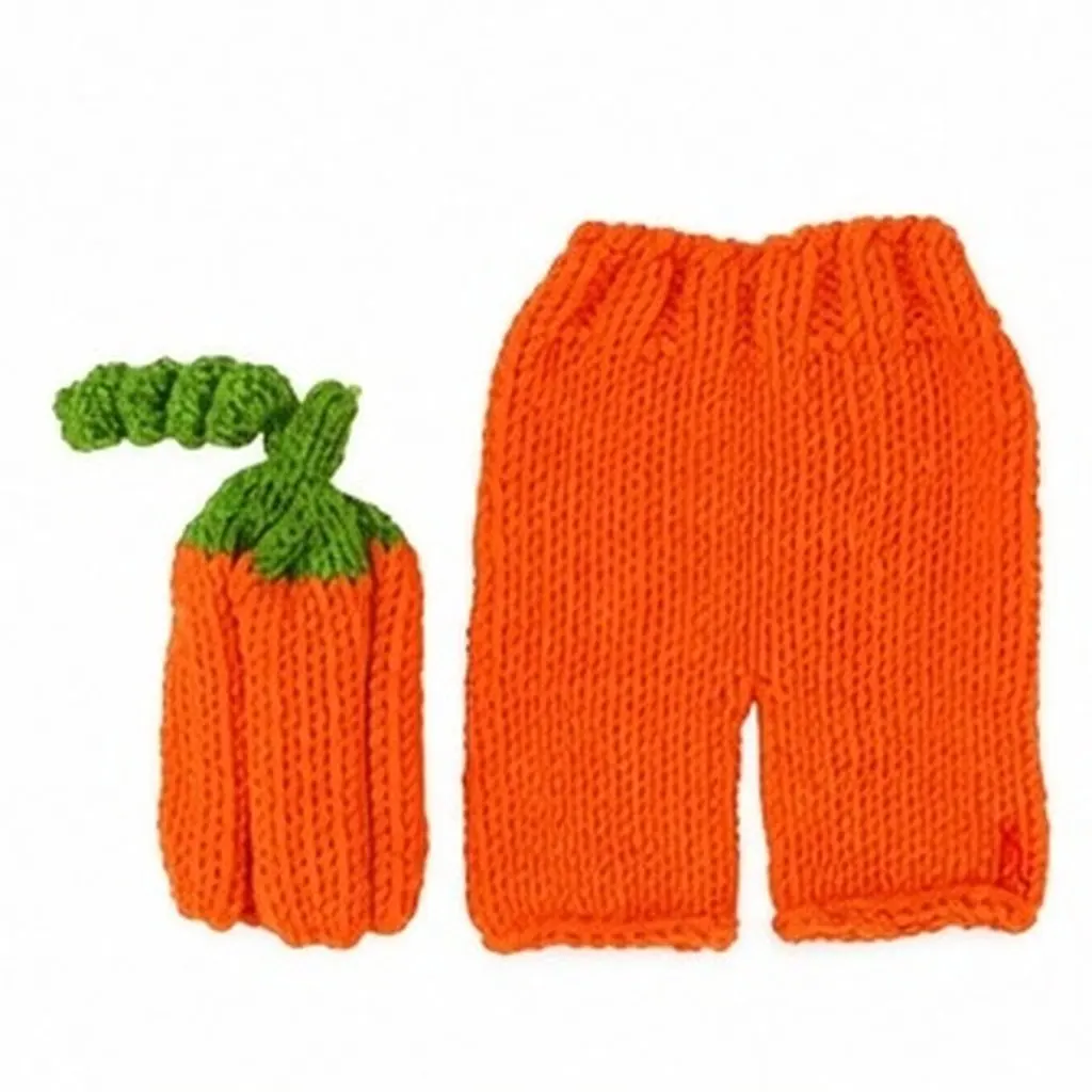 1Set Newborn Photography Outfit Handmade Crochet Knitted Baby Costume Orange Soft Comfortable Baby Shower Birthday Halloween