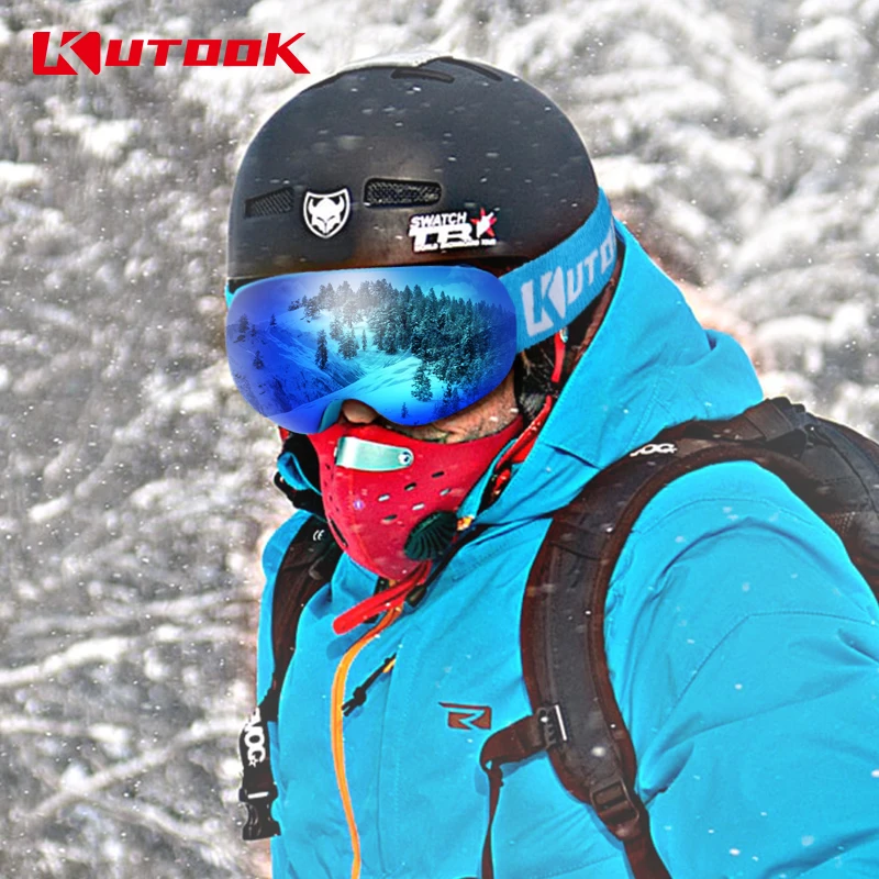 KUTOOK Ski Glasses Goggles Double Layers UV Protection Winter Snowboard Glasses fo Men Interchangeable Lens Snowmobile Eyeswear